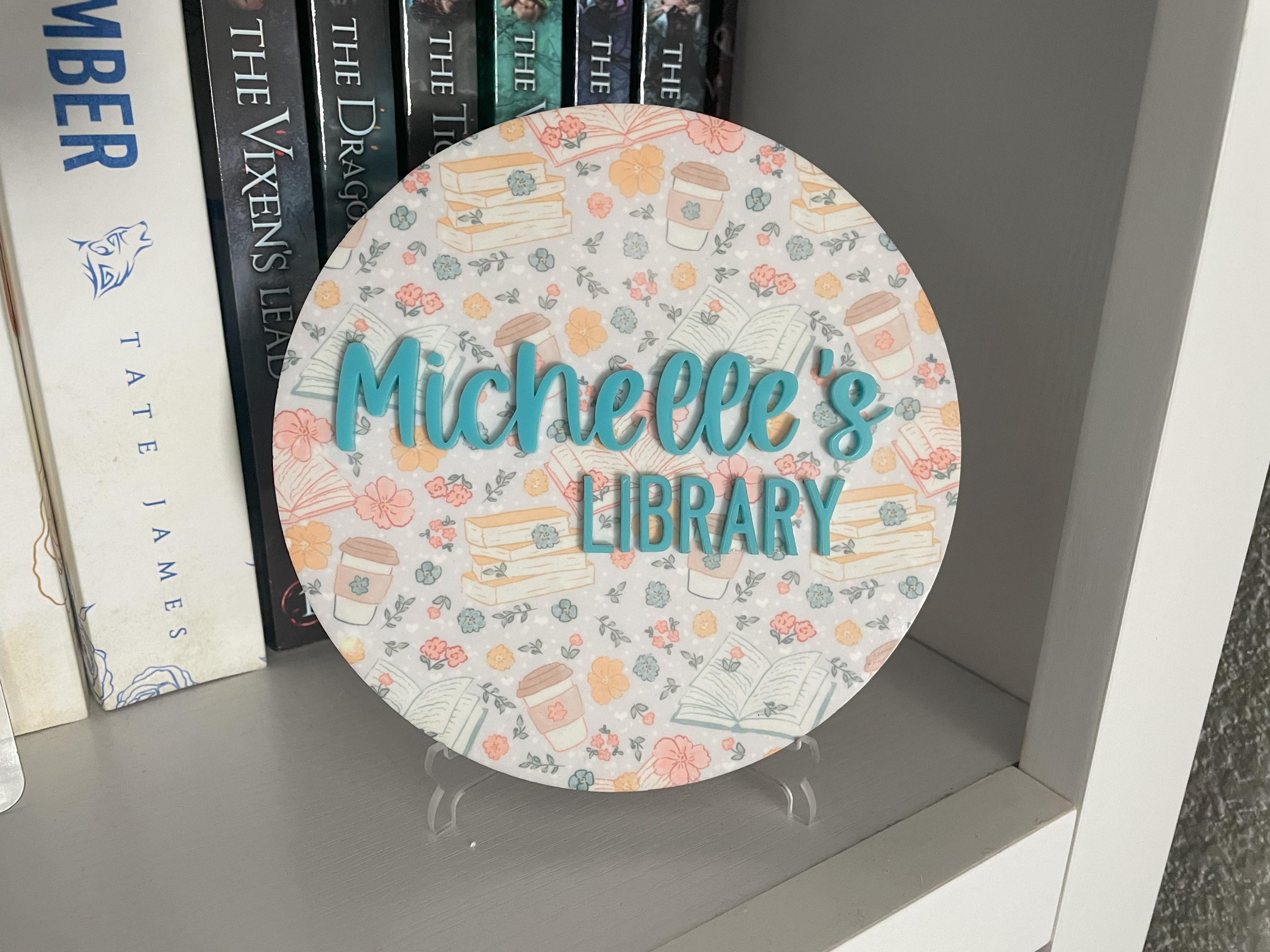 Library Sign, Bookshelf Sign, Book Sign, Shelf Sitter, Gift for Book ...