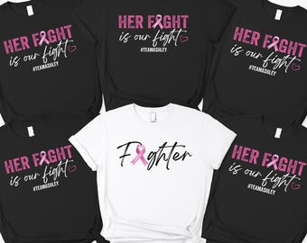 Custom Breast Cancer Support Squad Shirt: Her Fight is Our Fight T-shirt, Warrior Tee