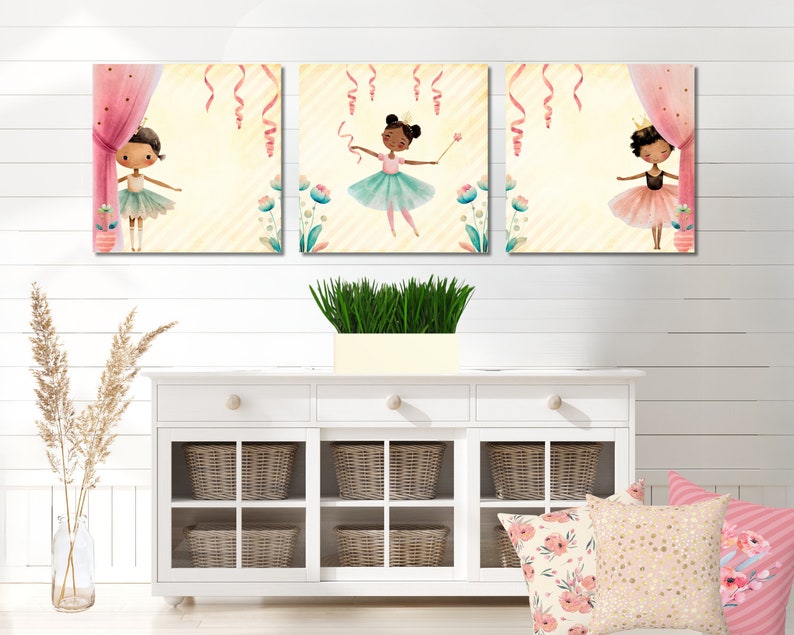 Ballerina Canvas Wall Art With Vintage Background / Canvas Wall Art