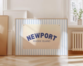 Newport Rhode Island Coastal Flag Print, Coquette Wall Art (Digital Download)