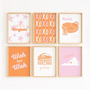 University of Virginia Art Prints: Preppy UVA Dorm Decor (Set of 6) (Digital Download)