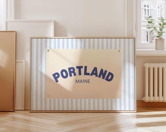 Portland Maine Coastal Flag Print, East Coast Nautical Decor (Digital Download)