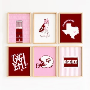 Texas A&M Aggies Wall Art Set: Coastal Chic Decor (Digital Prints)