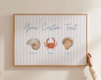 AANGEPASTE kustnaam afdrukken | Gepersonaliseerde strandmuurkunst voor huisgenoten, appartement of strandhuisdecoratie