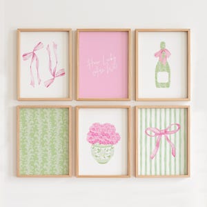 Pink & Green Preppy Bow and Floral Print Set (Digital Download)