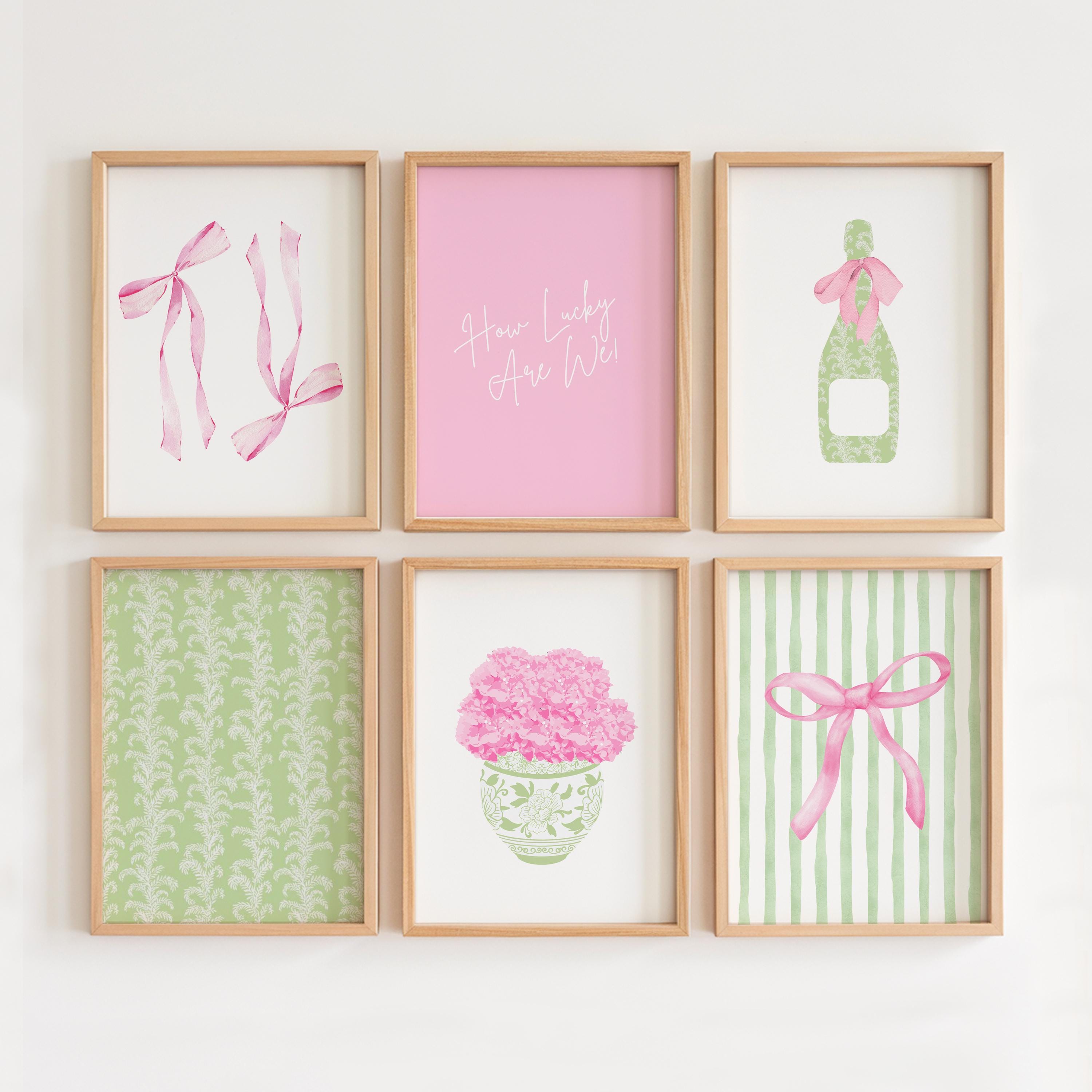 Pink & Green Preppy Bow and Floral Print Set (Digital Download)