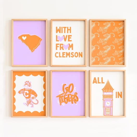 Clemson University Wall Art: Orange Tiger Prints (Digital Download)