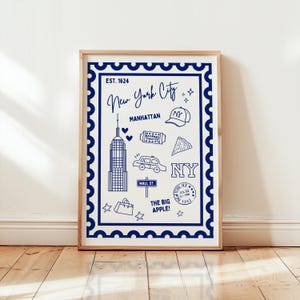 New York City Kunstdruck, bezauberndes NYC Doodle Design für stilvolle Wohnkultur, tolles Geschenk für Freunde oder Familie, die nach NYC ziehen