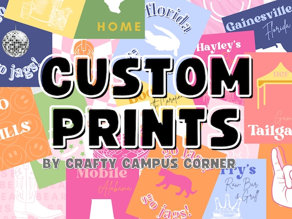 Custom College Apartment Prints: Personalized University Wall Art (Digital Download)