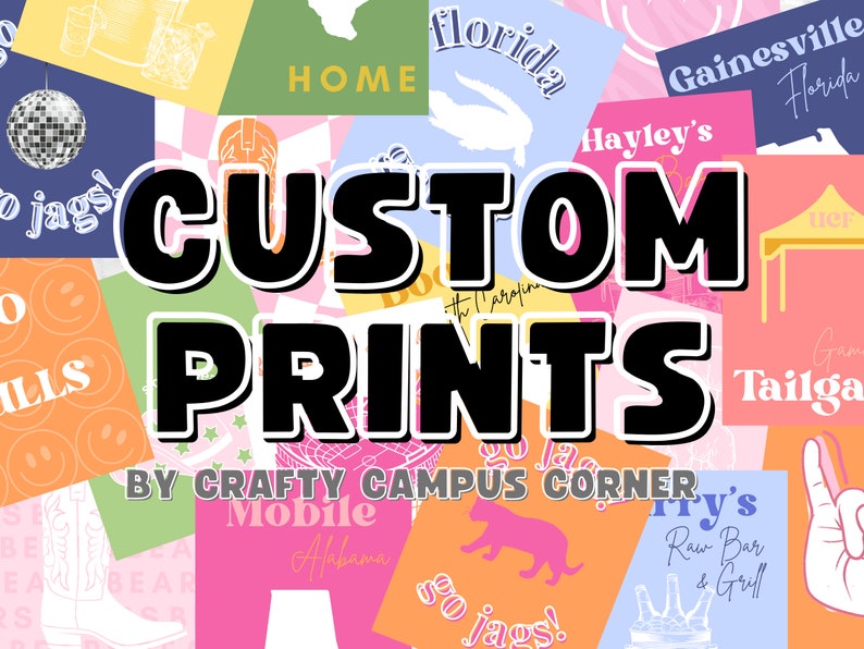 Custom College Apartment Prints: Personalized University Wall Art (Digital Download) image 1