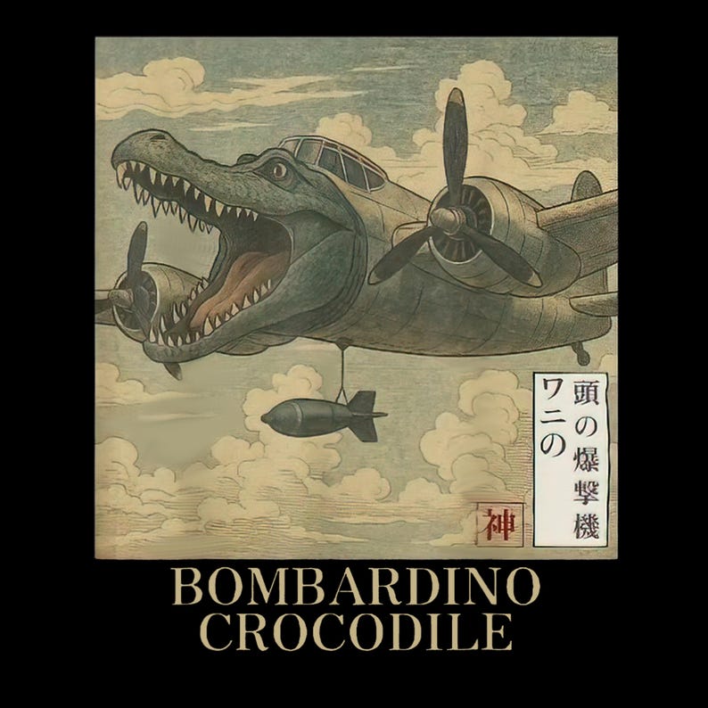 Bombardino Crocodilo Japanese Meme Funny Italian Brainrot PNG Digital