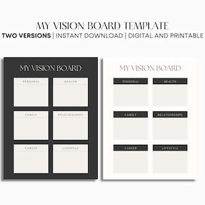 Modello della mia scheda di visione, scheda di visione semplice e personalizzabile, scheda di visione digitale minimalista, scheda di visione stampabile minimalista