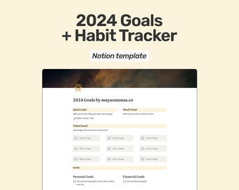 Notion Template 2024 Planner Ultimate Dashboard and Habit Tracker Goal Planning Minimal Aesthetic