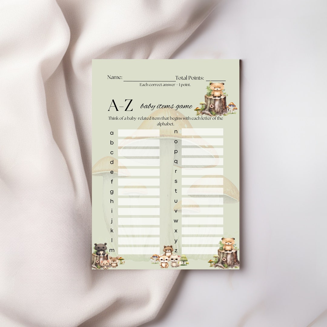 AZ Baby Items Baby Shower Gameabc Race Game Forest Animals Etsy