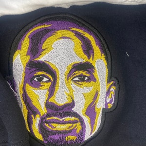 Kobe Bryant Portrait Sweatshirt | Custom Embroidered Kobe Tribute | Personalize with &#39;24&#39; or Black Mamba Symbol