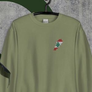 Sudadera unisex con mapa del Líbano bordado y bandera, bordado del Líbano