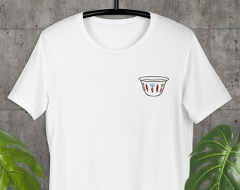 Camiseta unisex con taza de café libanesa bordada, regalo libanés, Líbano, taza de café árabe, bordado libanés