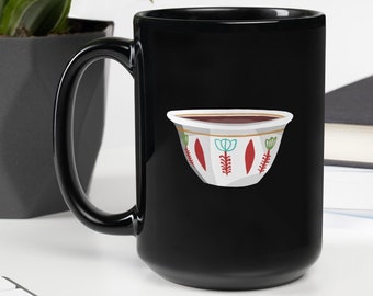 Lebanese Coffee Cup Print on Black Glossy Mug Lebanon Gift Lebanese Souvenir Arabic Coffee Lover Beirut Mug Liban Cadeau Tasse de Café
