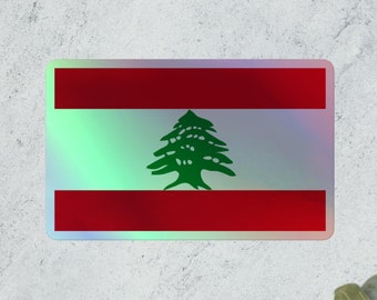 Pegatina holográfica de la bandera libanesa Bandera libanesa Pegatinas de la bandera del Líbano
