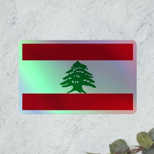 Lebanese Flag Holographic Sticker Lebanese Flag Lebanon Flag Stickers