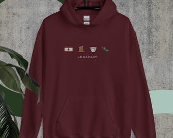 Unisex haftowana bluza z kapturem Liban, pamiątka z Libanu, haft libański