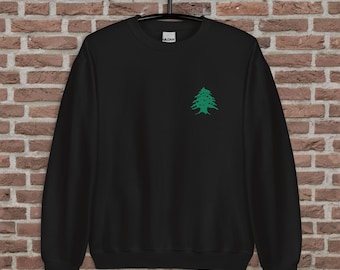 Sudadera unisex con cuello redondo y diseño de cedro libanés