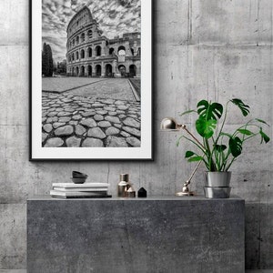 Colosseum black and white  / printed wall art / photography prints arch scene / Italian architecture wall art / large wall art / roman art