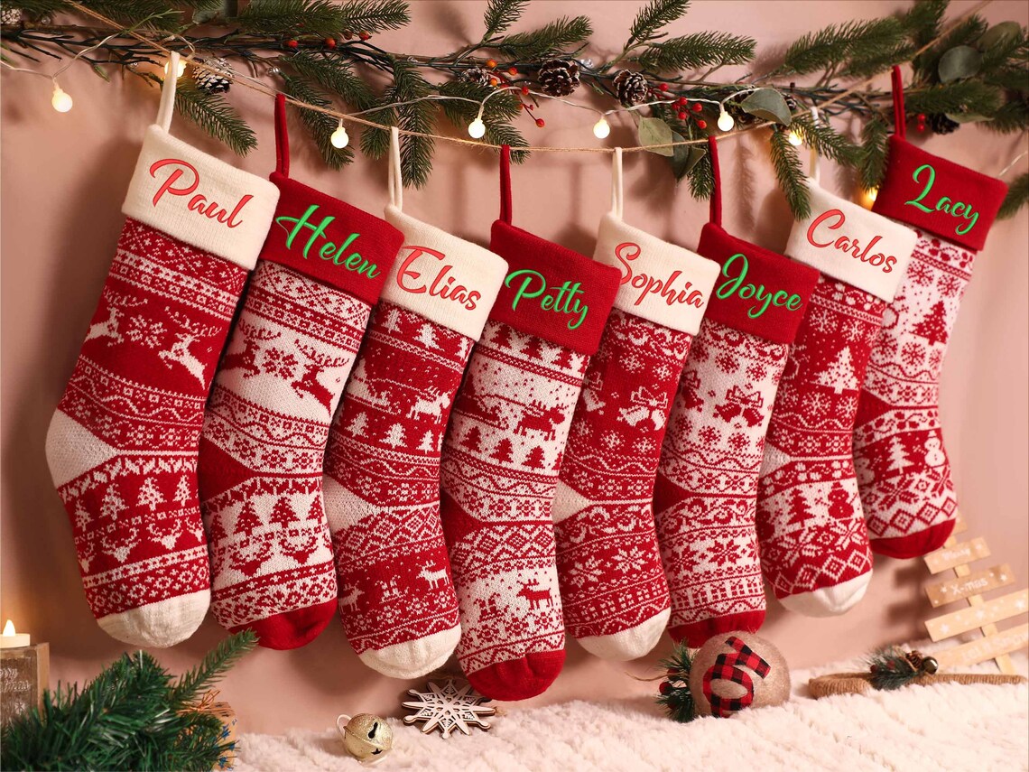 Personalized Christmas Stocking Knit Christmas Stocking Etsy Canada