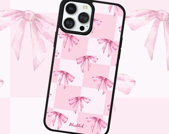 Blush Bows Checker iPhone & Samsung Case: Handmade Preppy Style