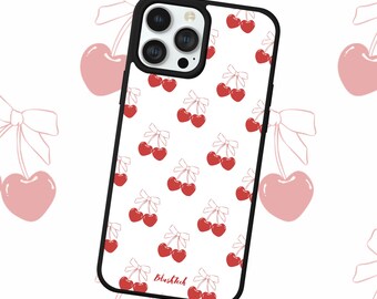 Love and Cherries iPhone & Samsung Case Valentines Hearts Love,  Handmade, Simple, Lover, Sweet, Pastry