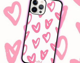 Baby Pink Hearts iPhone & Samsung Case Simple Pink + White, Love,  Beauty, Simple, Sunset, Trending ,Valentines, Aesthetic, Spring