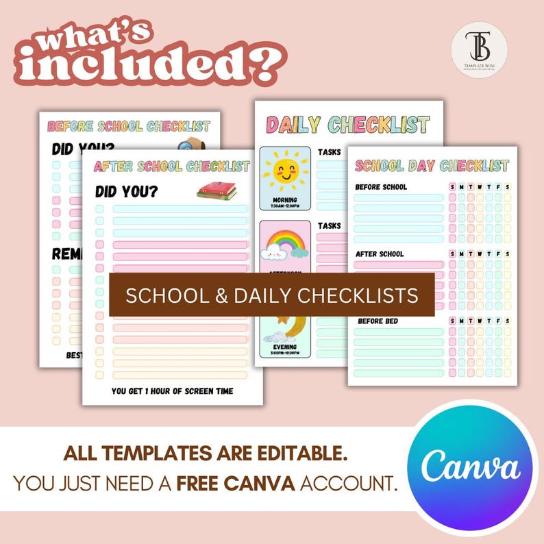 Canva Editable Kids Chore Charts, Reward, Allowance, Screen Time ...