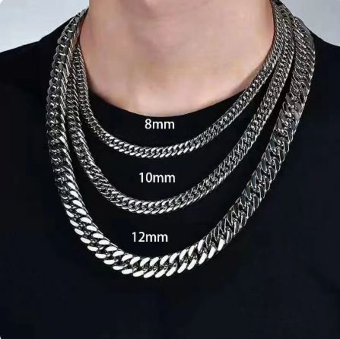 Stainless Steel 30 Inch 8mm 6 Diamond Cut Cuban Chain Necklace