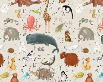 diseño de tela digital, escolar, ABC, animales, patrón sin costuras, tela para niños, Eda y Mo, patrón de tela sin costuras, ropa para niños