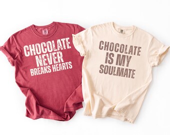 Camisetas divertidas para el Día de San Valentín, camisetas anti-San Valentín con chocolate desgastado, camisetas para una noche de chicas, regalo para mejores amigas, estilo de vida