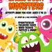 Simple Instant Printable Halloween Monster Coloring & Activity Pages ...