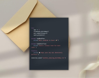 Programmers Birthday Card, Editable Customizable, Software Developer Card, Printable Template, IT Cards, Computer Science, Tech, coders Geek