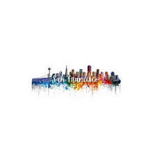 San Francisco Skyline Aufkleber, wasserabweisende Vinyl-Aufkleber, bunte Stadt, gestanzter Aufkleber, Outdoor-Verwendung, wasserfeste Aufkleberkunst, Kalifornien