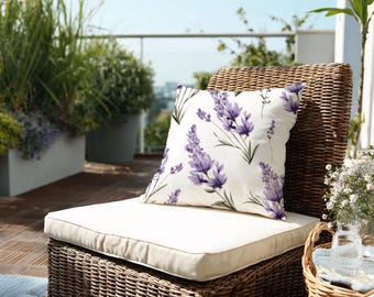 Kissen für den Außenbereich - Lavendel Lebensstil, Dekor im Freien, Gänseblümchenmuster, Terrasse Akzent, Gartenkissen, Eleganz im Freien, Dekokissen, Balkon