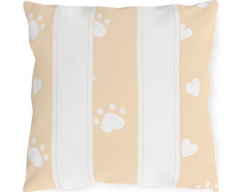 Pfotenabdruck Outdoor Kissen - Welpen Dekor, Hundekissen, Sitzkissen, Terrasse Zubehör, Geschenk für Gartenliebhaber, Hundekissen Outdoor Decor Balkon