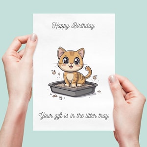 Carte d'anniversaire personnalisable, carte de chat, cadeau d'anniversaire, cadeau, carte de voeux, modèle modifiable, carte personnalisée, modèle imprimable