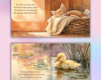 Spersonalizowana książeczka z imionami, książka z bajkami na dobranoc „Słodkie sny” dla dziecka lub niemowlęcia, prezent dla noworodka, na baby shower, prezent dla wnuka, urodziny, książka