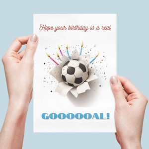 Carte d'anniversaire personnalisable, carte de football, cadeau d'anniversaire, cadeau, carte de voeux, modèle modifiable, carte personnalisée, modèle imprimable