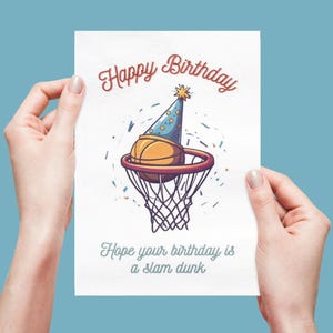 Biglietto di compleanno personalizzabile, biglietto da basket, regalo di compleanno, regalo, biglietto di auguri, modello modificabile, biglietto personalizzato, modello stampabile