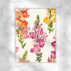 Modèle de carte de voeux muflier, personnalisable, modifiable, guérissez bientôt, carte florale de bons voeux, carte personnalisée, carte de sympathie, tu me manques