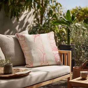 Pink Coral Outdoor Throw Pillows, Floral Garden Cushion, Patio Decor, Summer Home Accent, Outdoor Lounge Inspiration, Gift Idea, Balcony Set