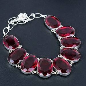 Faceted Mozambique Garnet Necklace Handmade Unique Necklace Original Gemstone Jewelry 925 Sterling Silver Necklace Adjustable Chain Necklace