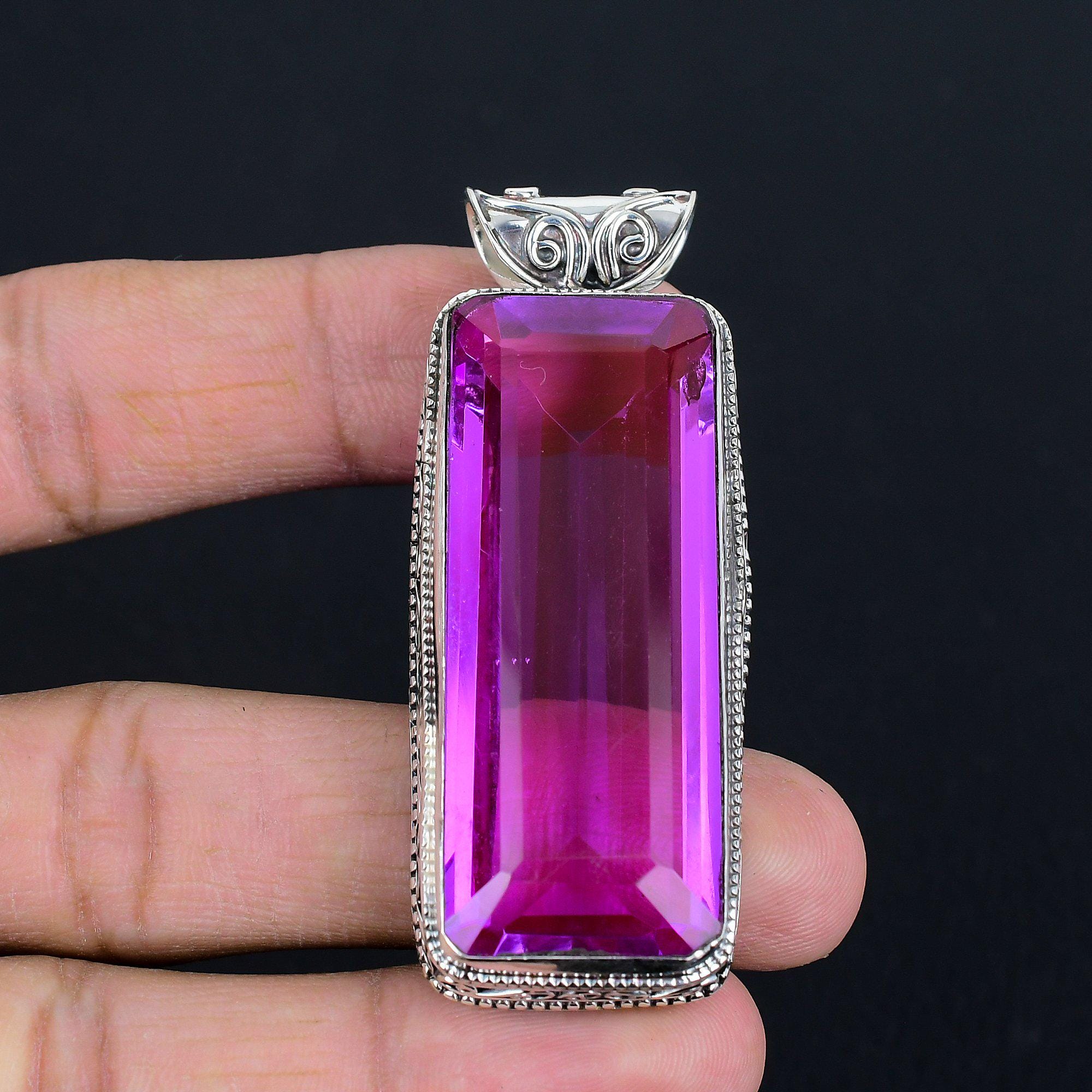 ファセット加工のピンクトルマリンペンダント：ハンドメイドの