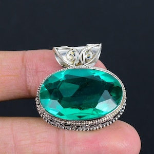 Faceted Chrome Diopside Pendant Vintage Gemstone Pendant 925 Sterling Silver Pendant Chrome Diopside Jewelry Handmade Pendant Gifts For Her