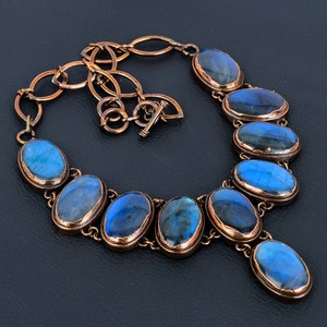 Electroformed Labradorite Copper Necklace: Handmade Gemstone Jewelry